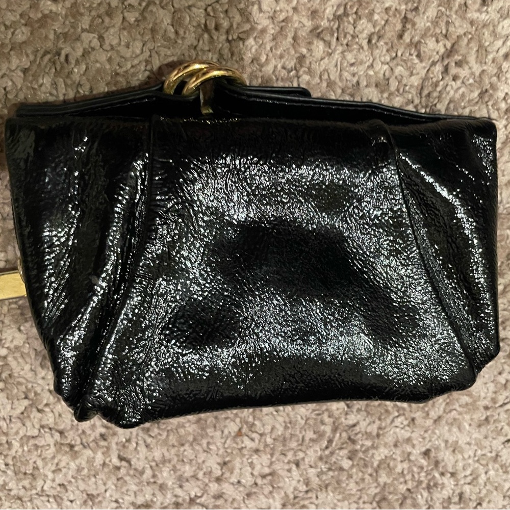 HOBO patent leather wallet with small clutch strap
